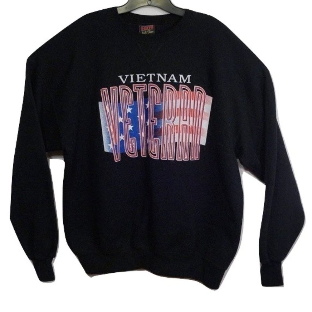 1990s USA Vietnam Veteran Spellout Crewneck Sweat
